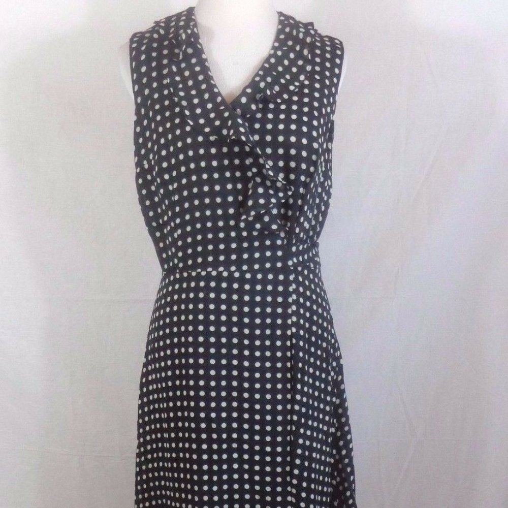 Juniors Black White Polka Dot Sleeveless Wrap Dres
